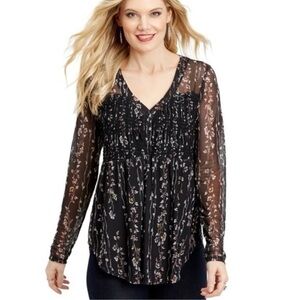 Maurices Black Ruched Blouse with Silver Accents